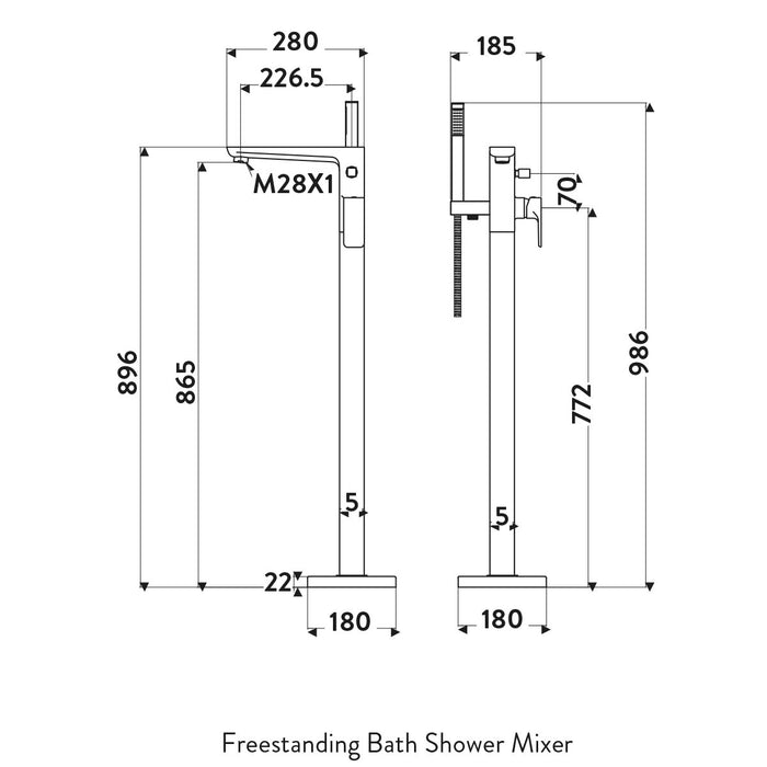 Scudo Muro Freestanding Bath Shower Mixer Tap