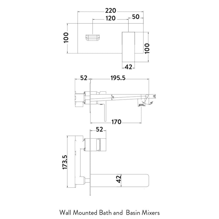 Scudo Muro Wall Mounted Basin Mixer Tap