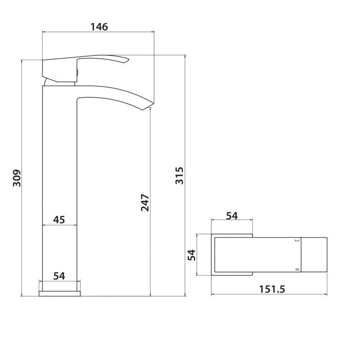 Scudo Descent Mono Tall Basin Mixer Tap
