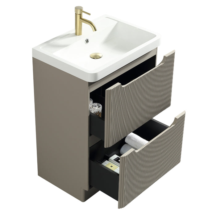 Tailored Monza 600mm 2 Drawer Fluted Floorstanding Vanity Unit with Basin