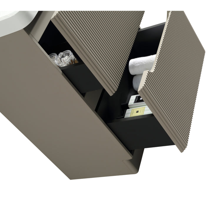 Tailored Monza 600mm 2 Drawer Fluted Floorstanding Vanity Unit with Basin