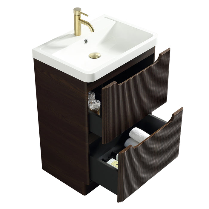 Tailored Monza 600mm 2 Drawer Fluted Floorstanding Vanity Unit with Basin