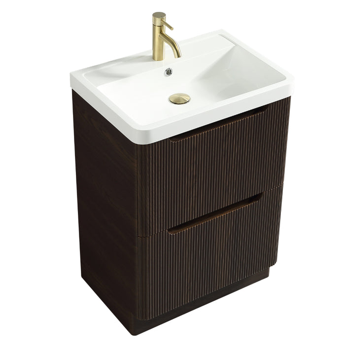 Tailored Monza 600mm 2 Drawer Fluted Floorstanding Vanity Unit with Basin