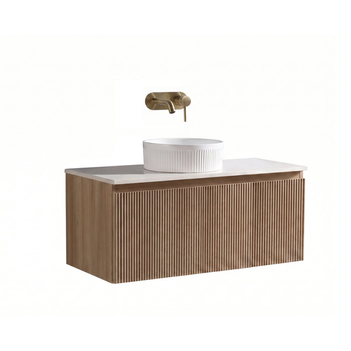 Tailored Flauto 1 Drawer Wall Hung Vanity Unit with Sintered Stone Countertop