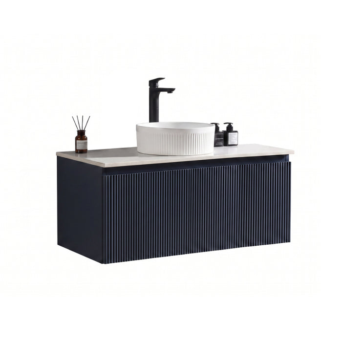 Tailored Flauto 1 Drawer Wall Hung Vanity Unit with Sintered Stone Countertop