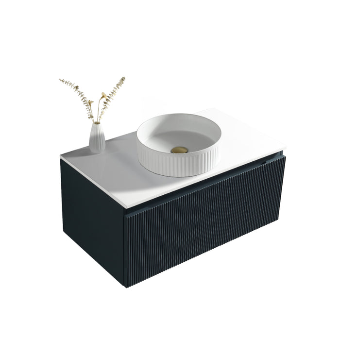 Tailored Flauto 1 Drawer Wall Hung Vanity Unit with Sintered Stone Countertop
