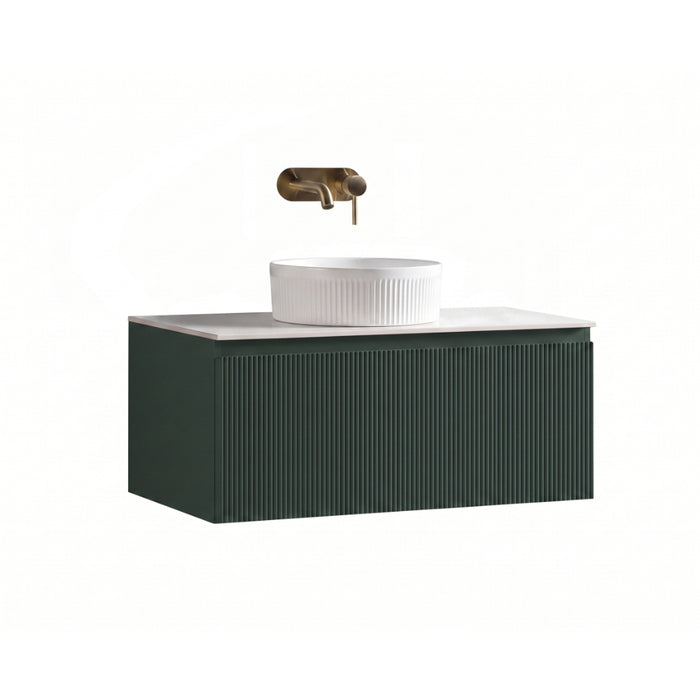 Tailored Flauto 1 Drawer Wall Hung Vanity Unit with Sintered Stone Countertop
