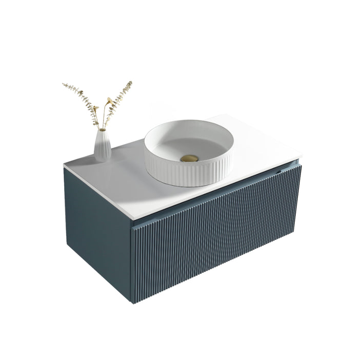 Tailored Flauto 1 Drawer Wall Hung Vanity Unit with Sintered Stone Countertop