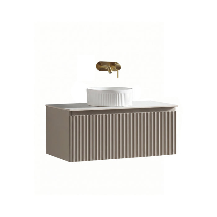 Tailored Flauto 1 Drawer Wall Hung Vanity Unit with Sintered Stone Countertop