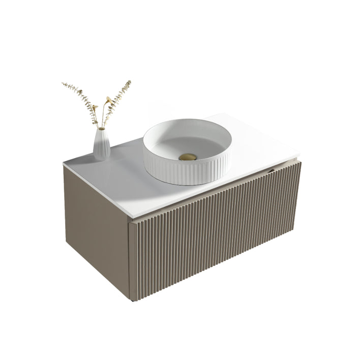 Tailored Flauto 1 Drawer Wall Hung Vanity Unit with Sintered Stone Countertop