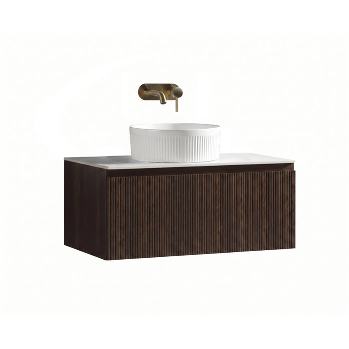 Tailored Flauto 1 Drawer Wall Hung Vanity Unit with Sintered Stone Countertop