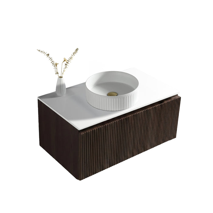 Tailored Flauto 1 Drawer Wall Hung Vanity Unit with Sintered Stone Countertop