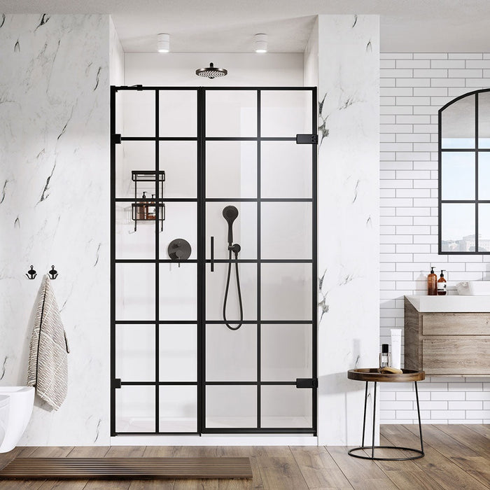 Roman Liberty Recessed Grid Hinged Shower Door