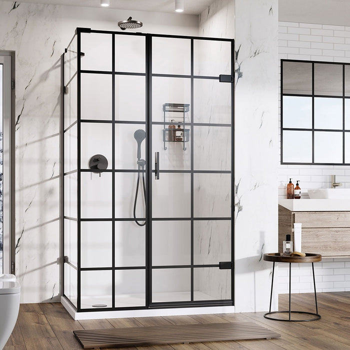 Roman Liberty Grid Hinged Shower Door With Inline