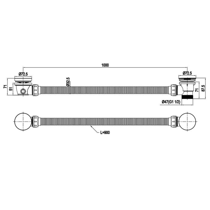 Crosswater 3ONE6 Bath Click Clack Waste Extended
