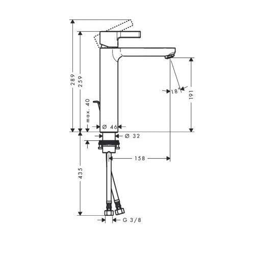 Hansgrohe Metris S 190 Deck Mounted Tall Basin Mixer Tap - Chrome