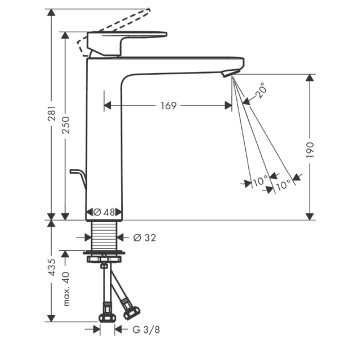 Hansgrohe Vernis Blend 190 Tall Basin Mixer Tap With Pop-Up Waste