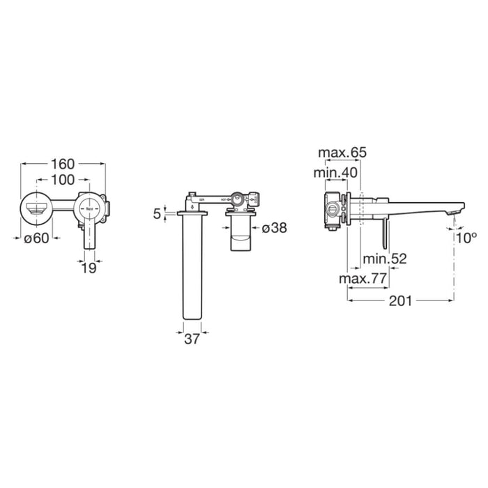 Roca Targa Wall Mounted Basin Mixer Tap