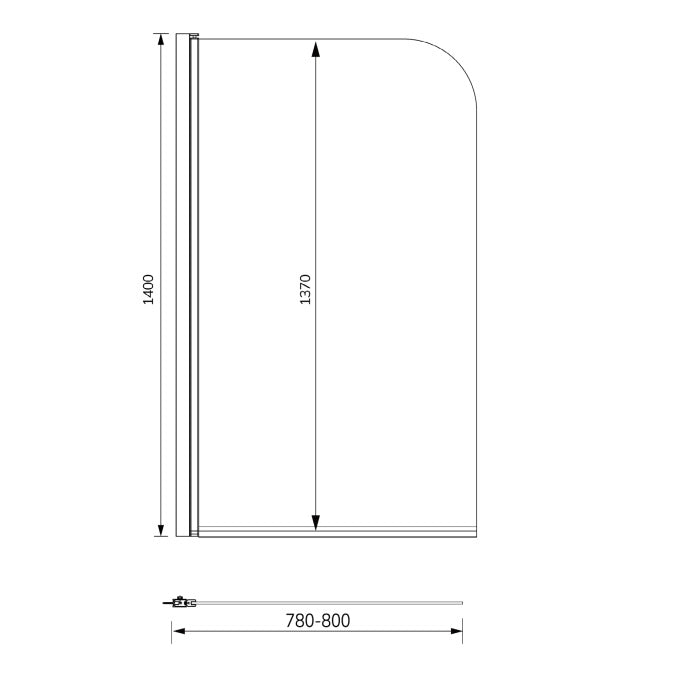 Sonas Lunar SB1 Radius Bathscreen 1400mm x 800mm 6mm Glass