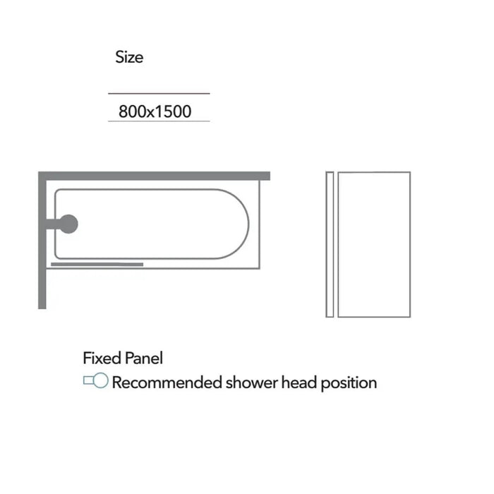 Merlyn Fixed Square Bath Screen - 1500mm x 800mm