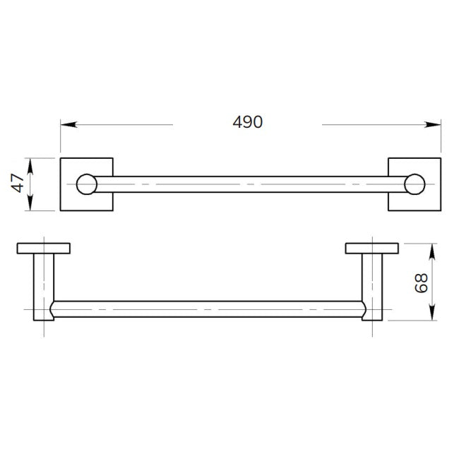 Sonas Beta Towel Rail - 490mm Wide - Chrome