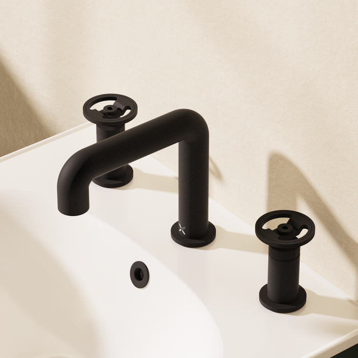 Crosswater Union 3 Hole Deck Mounted Basin Mixer Tap with Wheel Handles