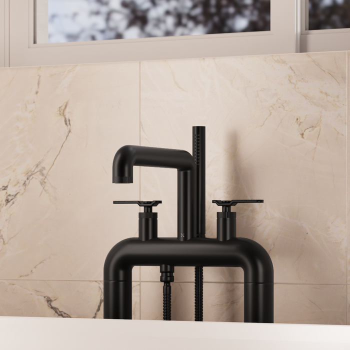 Crosswater Union Free Standing Bath Filler Tap and Shower Kit with Lever Handles