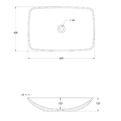 Sonas Skal Rectangular Countertop Basin And Waste 600mm Wide