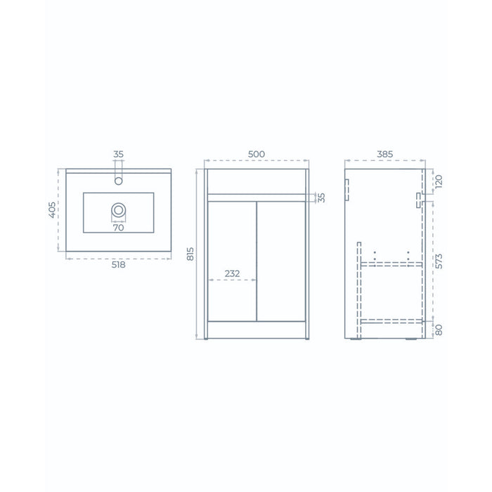 Sonas Source 2 Door Floorstanding Vanity Unit with Basin