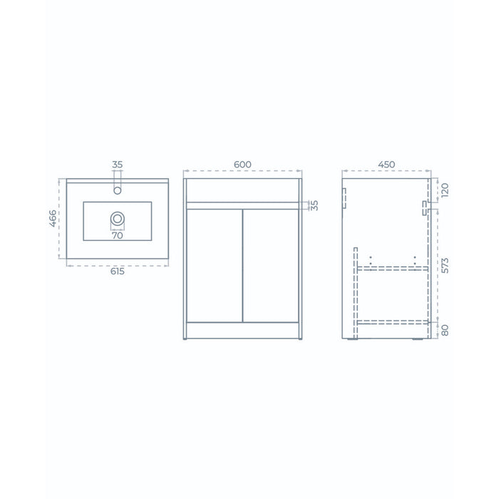 Sonas Source 2 Door Floorstanding Vanity Unit with Basin