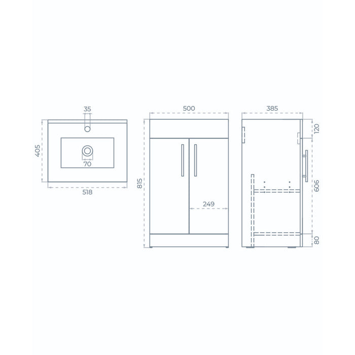 Sonas Strata 2 Door Floorstanding Vanity Unit with Basin & Handles