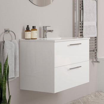 Sonas Strata 2 Drawer Wall Hung Vanity Unit with Basin & Handles