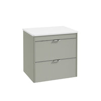 Sonas Lumiere 2 Drawer Wall Hung Vanity Unit with Gloss White Resin Countertop & Handles
