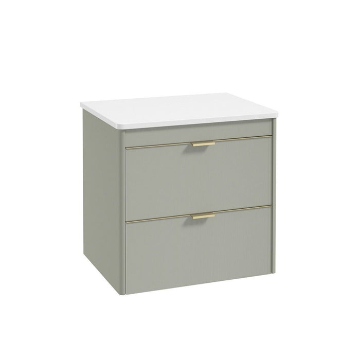 Sonas Lumiere 2 Drawer Wall Hung Vanity Unit with Gloss White Resin Countertop & Handles