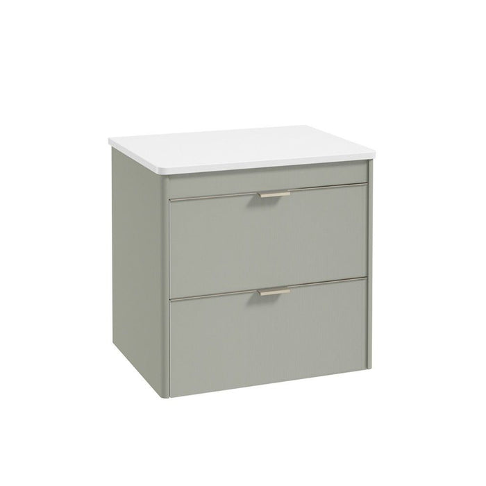 Sonas Lumiere 2 Drawer Wall Hung Vanity Unit with Gloss White Resin Countertop & Handles