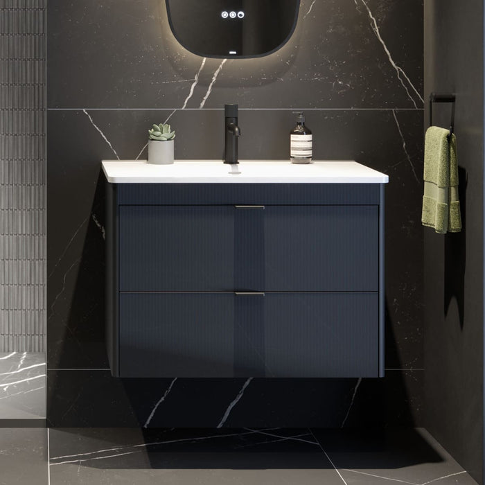 Sonas Lumiere 2 Drawer Wall Hung Vanity Unit with Shadow Gloss Resin Basin & Handles