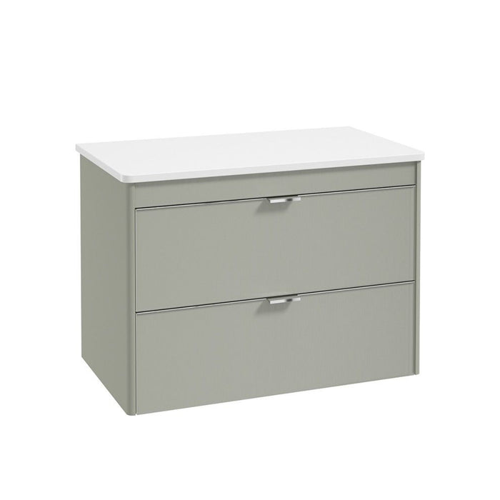 Sonas Lumiere 2 Drawer Wall Hung Vanity Unit with Gloss White Resin Countertop & Handles