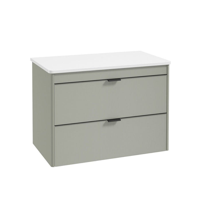 Sonas Lumiere 2 Drawer Wall Hung Vanity Unit with Gloss White Resin Countertop & Handles