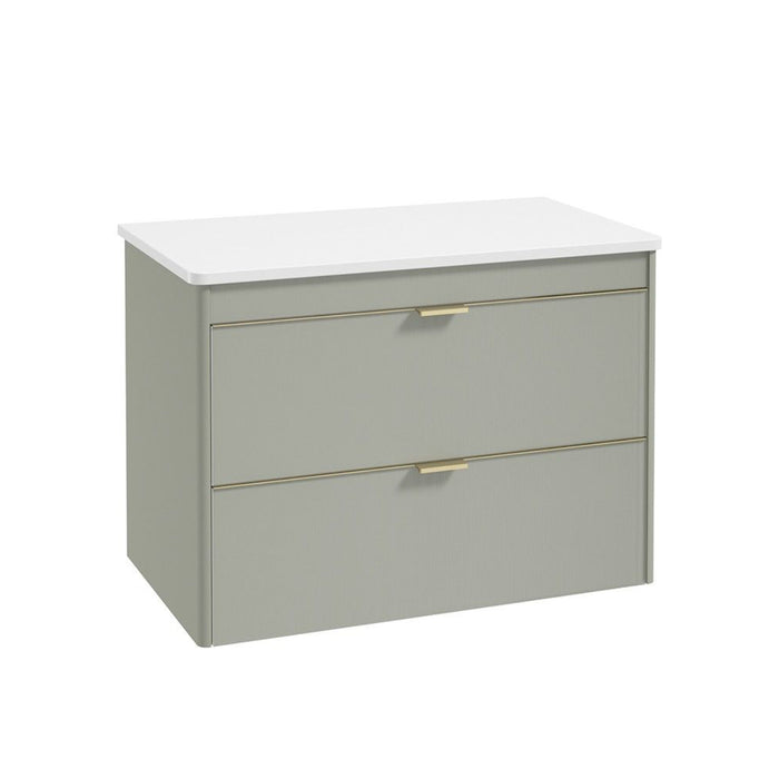 Sonas Lumiere 2 Drawer Wall Hung Vanity Unit with Gloss White Resin Countertop & Handles