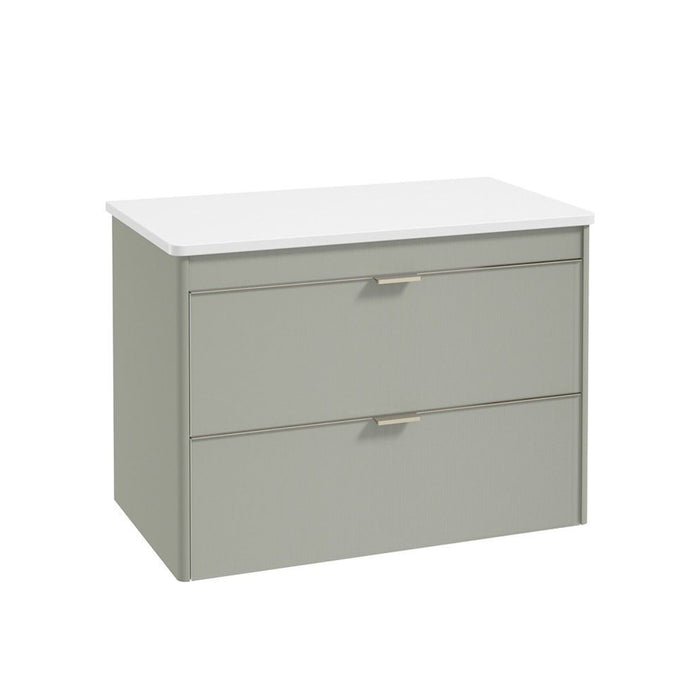 Sonas Lumiere 2 Drawer Wall Hung Vanity Unit with Gloss White Resin Countertop & Handles