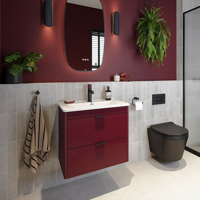 Sonas Lumiere 2 Drawer Wall Hung Vanity Unit with Reed Gloss Resin Basin & Handles