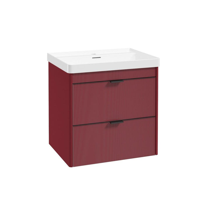 Sonas Lumiere 2 Drawer Wall Hung Vanity Unit with Reed Gloss Resin Basin & Handles