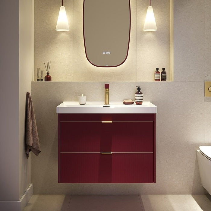 Sonas Lumiere 2 Drawer Wall Hung Vanity Unit with Reed Gloss Resin Basin & Handles