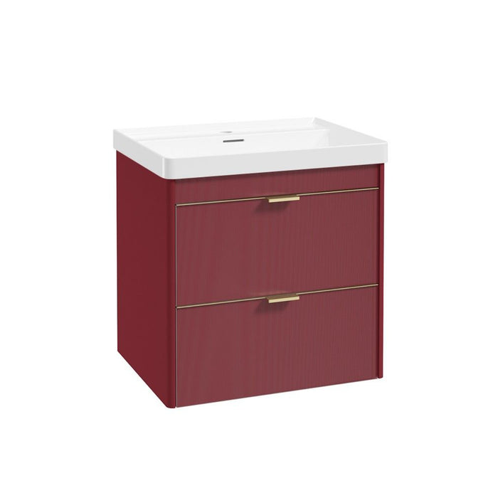 Sonas Lumiere 2 Drawer Wall Hung Vanity Unit with Reed Gloss Resin Basin & Handles