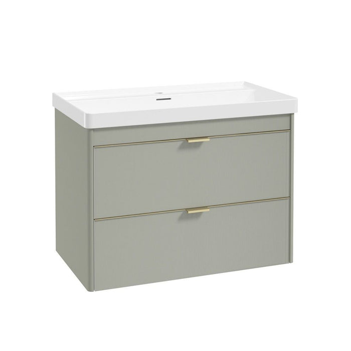 Sonas Lumiere 2 Drawer Wall Hung Vanity Unit with Reed Gloss Resin Basin & Handles