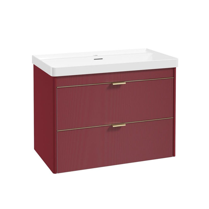 Sonas Lumiere 2 Drawer Wall Hung Vanity Unit with Reed Gloss Resin Basin & Handles