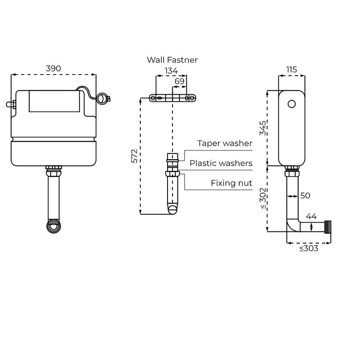 Sonas Sync Dual Flush Concealed Cistern with Flush Button