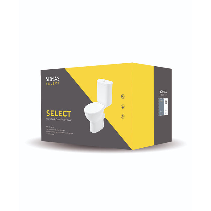 Sonas Select Rimless Open Back Close Coupled Toilet - All In One Box with Free Flexible Pan Connector
