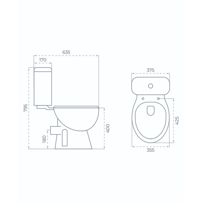 Sonas Select Rimless Open Back Close Coupled Toilet - All In One Box with Free Flexible Pan Connector