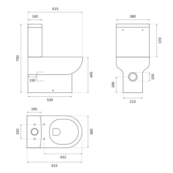 Sonas Eden Rimless Fully Shrouded Close Coupled Toilet with Soft Close Seat